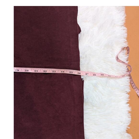 Y2K A-Line Faux Suede Midi Skirt Burgundy Brown Size 12 by Norton McNaughton - Picture 9 of 13